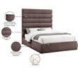 Bowery Hill Contemporary Upholstered Brown Linen Textured Fabric Queen Bed