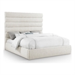 Bowery Hill Contemporary Upholstered Cream Linen Textured Fabric King Bed