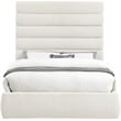 Bowery Hill Contemporary Upholstered Cream Linen Textured Fabric Queen Bed
