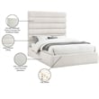 Bowery Hill Contemporary Upholstered Cream Linen Textured Fabric Queen Bed