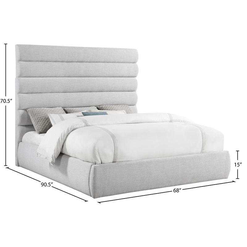 Bowery Hill Contemporary Upholstered Grey Linen Textured Fabric King Bed