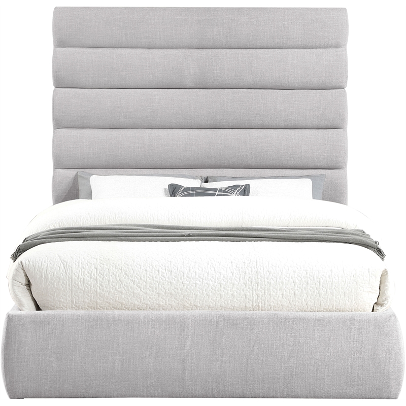 Bowery Hill Contemporary Upholstered Grey Linen Textured Fabric Queen Bed