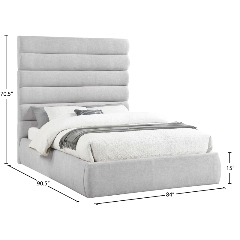 Bowery Hill Contemporary Upholstered Grey Linen Textured Fabric Queen Bed