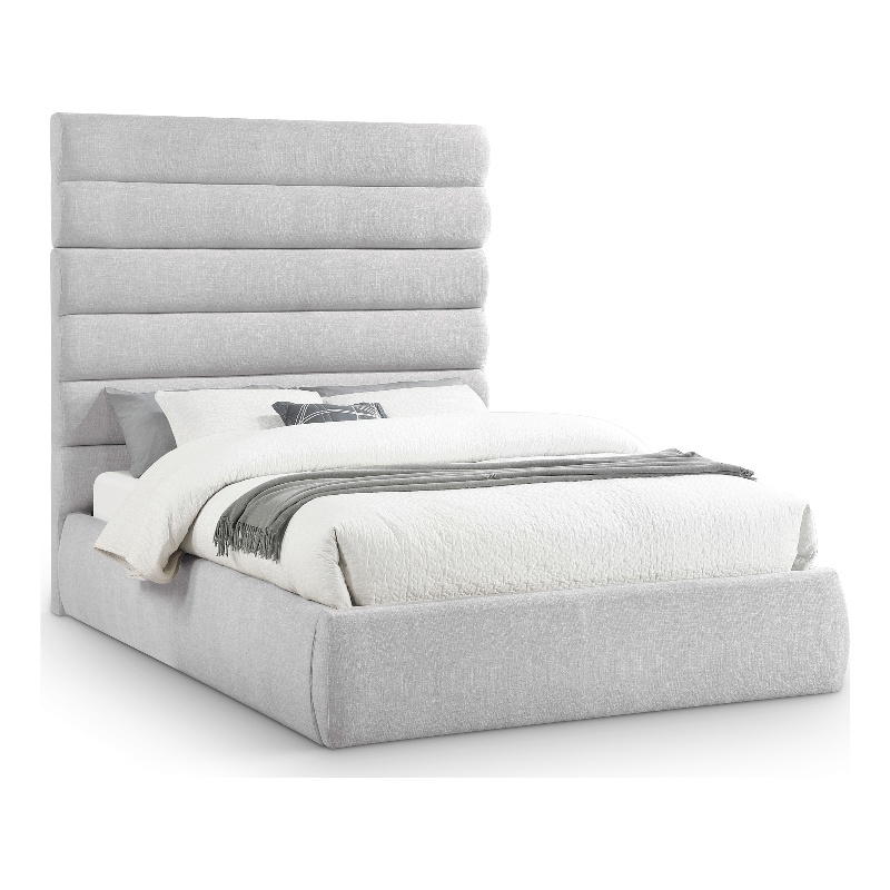 Bowery Hill Contemporary Upholstered Grey Linen Textured Fabric Queen Bed
