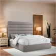 Bowery Hill Contemporary Upholstered Taupe Linen Textured Fabric King Bed