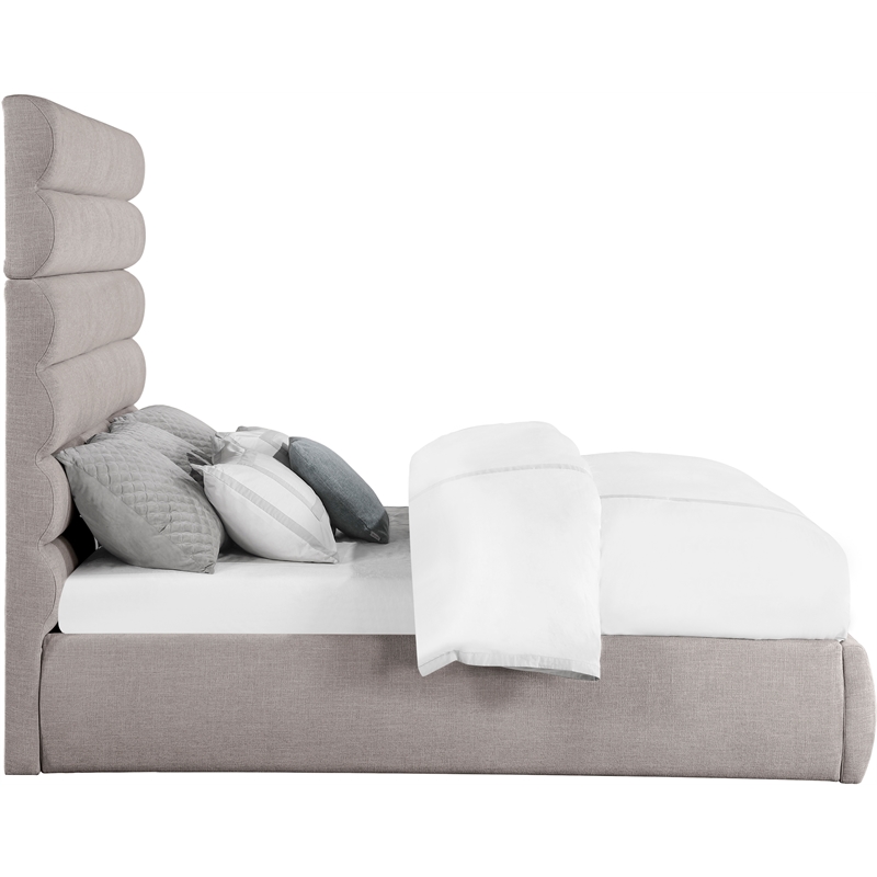Bowery Hill Contemporary Upholstered Taupe Linen Textured Fabric King Bed