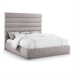 Bowery Hill Contemporary Upholstered Taupe Linen Textured Fabric King Bed