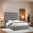 Bowery Hill Contemporary Upholstered Taupe Linen Textured Fabric Queen Bed
