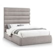 Bowery Hill Contemporary Upholstered Taupe Linen Textured Fabric Queen Bed