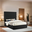 Bowery Hill Contemporary Deep Channel Tufted Rich Black Boucle Fabric Queen Bed