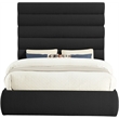 Bowery Hill Contemporary Deep Channel Tufted Rich Black Boucle Fabric Queen Bed