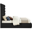 Bowery Hill Contemporary Deep Channel Tufted Rich Black Boucle Fabric Queen Bed