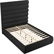 Bowery Hill Contemporary Deep Channel Tufted Rich Black Boucle Fabric Queen Bed