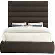 Bowery Hill Contemporary Deep Channel Tufted Rich Brown Boucle Fabric Queen Bed