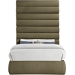 Bowery Hill Contemporary Deep Channel Tufted Rich Olive Boucle Fabric Full Bed