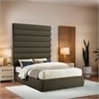 Bowery Hill Contemporary Deep Channel Tufted Rich Olive Boucle Fabric Queen Bed