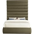 Bowery Hill Contemporary Deep Channel Tufted Rich Olive Boucle Fabric Queen Bed