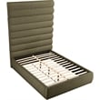 Bowery Hill Contemporary Deep Channel Tufted Rich Olive Boucle Fabric Queen Bed