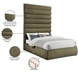 Bowery Hill Contemporary Deep Channel Tufted Rich Olive Boucle Fabric Queen Bed