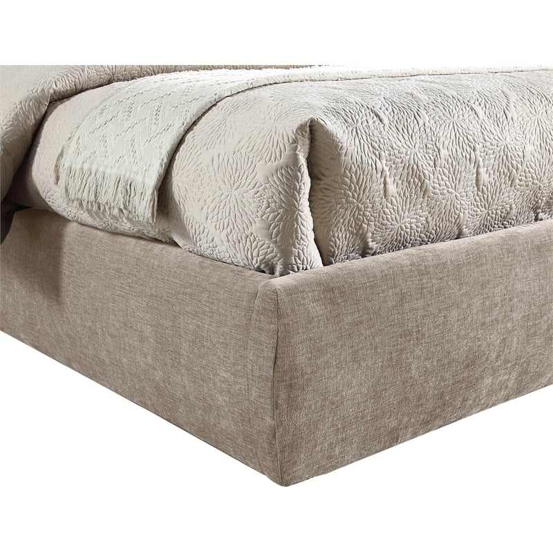 Bowery Hill Contemporary Soft Beige Chenille Fabric Full Bed