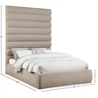 Bowery Hill Contemporary Soft Beige Chenille Fabric Queen Bed