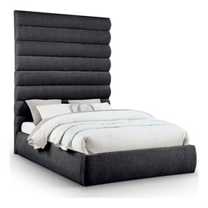 Bowery Hill Contemporary Soft Black Chenille Fabric Queen Bed