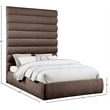 Bowery Hill Contemporary Soft Brown Chenille Fabric Queen Bed