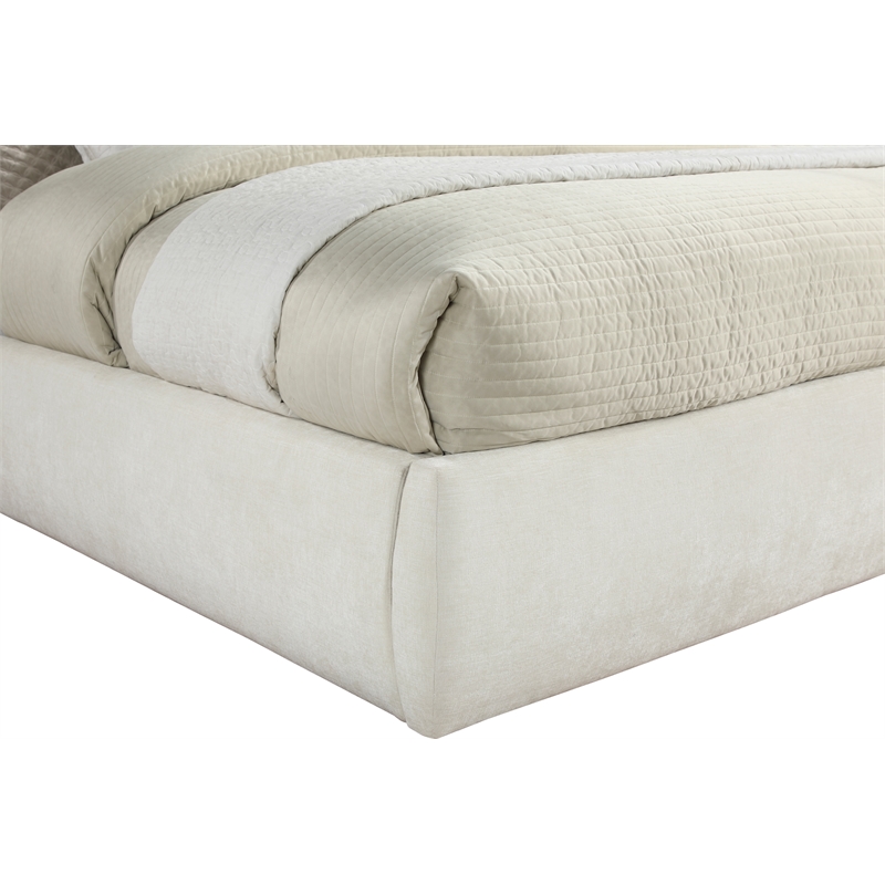 Bowery Hill Contemporary Soft Cream Chenille Fabric King Bed