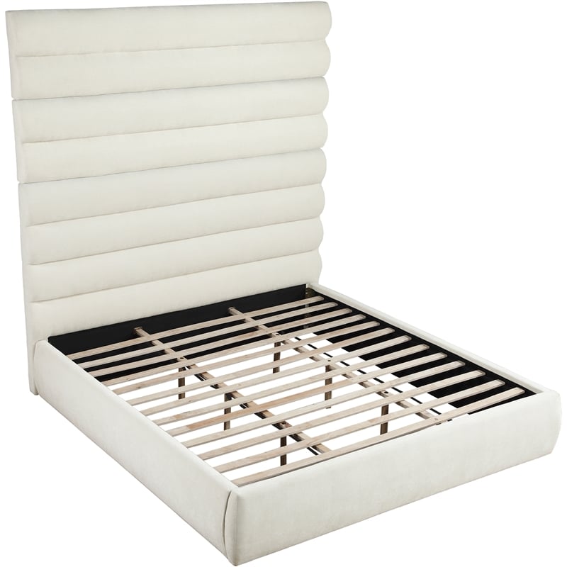 Bowery Hill Contemporary Soft Cream Chenille Fabric King Bed