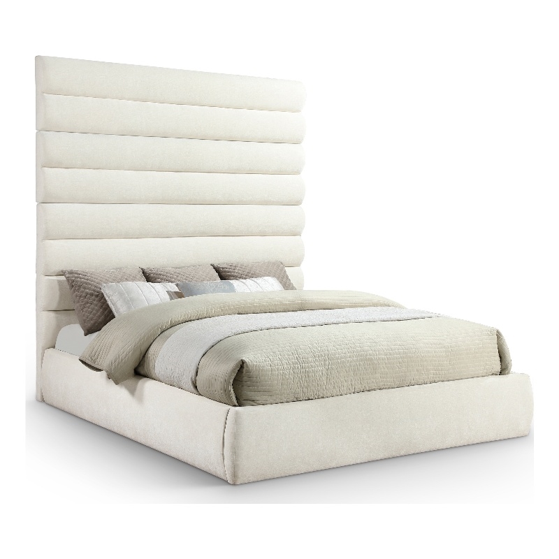 Bowery Hill Contemporary Soft Cream Chenille Fabric King Bed