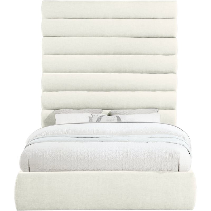 Bowery Hill Contemporary Soft Cream Chenille Fabric Queen Bed