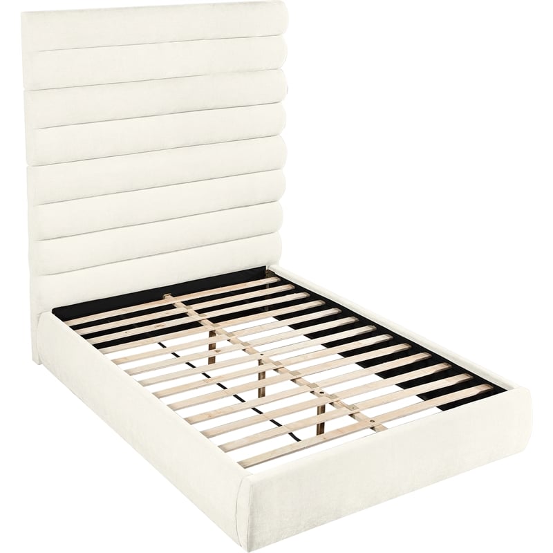 Bowery Hill Contemporary Soft Cream Chenille Fabric Queen Bed
