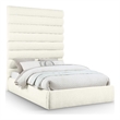Bowery Hill Contemporary Soft Cream Chenille Fabric Queen Bed