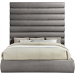 Bowery Hill Contemporary Deep Channel Tufted Soft Grey Chenille Fabric King Bed