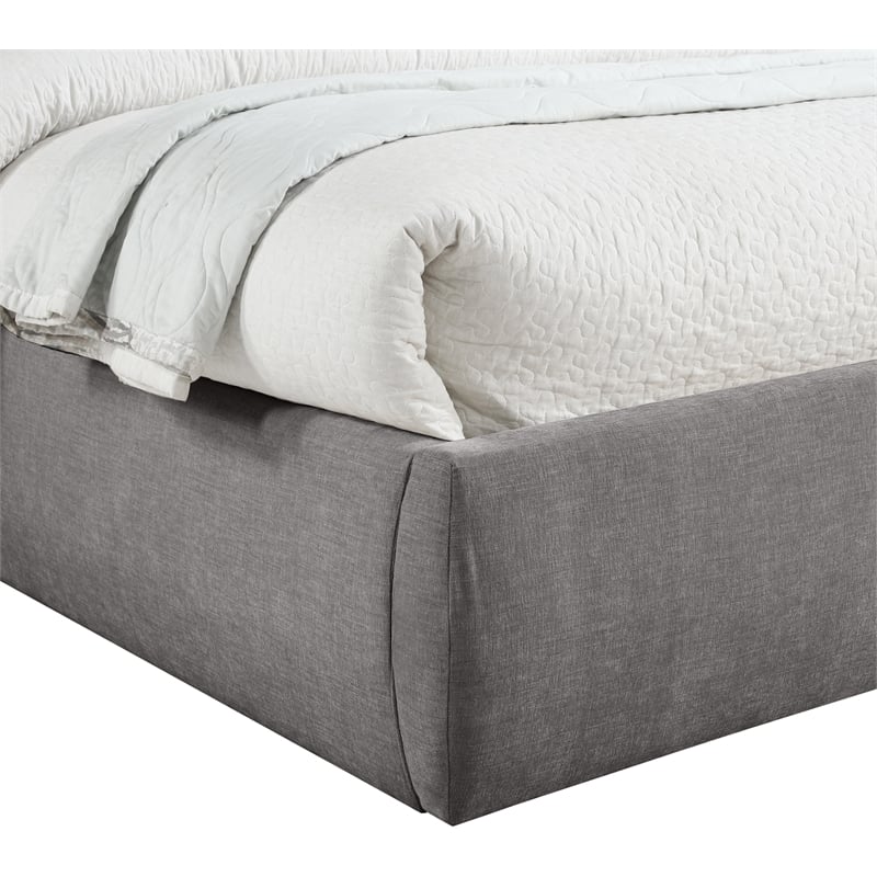 Bowery Hill Contemporary Soft Grey Chenille Fabric Queen Bed