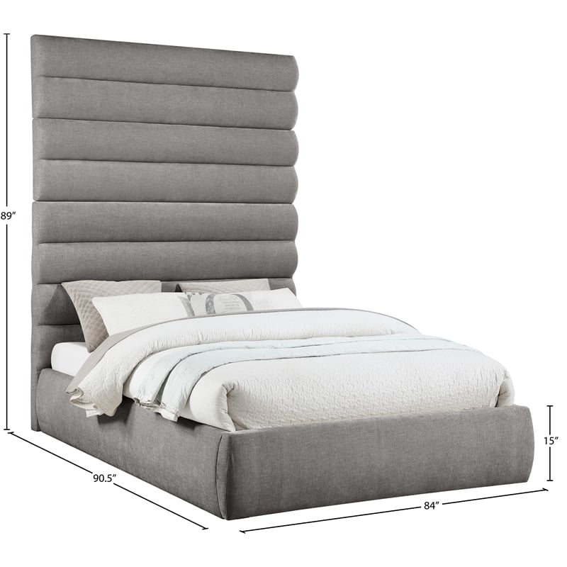 Bowery Hill Contemporary Soft Grey Chenille Fabric Queen Bed