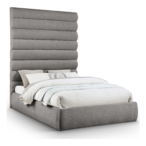 Bowery Hill Contemporary Soft Grey Chenille Fabric Queen Bed