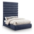 Bowery Hill Contemporary Deep Channel Tufted Soft Navy Chenille Fabric Full Bed