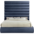 Bowery Hill Contemporary Deep Channel Tufted Soft Navy Chenille Fabric King Bed