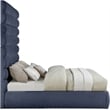 Bowery Hill Contemporary Deep Channel Tufted Soft Navy Chenille Fabric King Bed