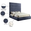 Bowery Hill Contemporary Deep Channel Tufted Soft Navy Chenille Fabric King Bed