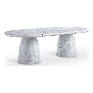 Bowery Hill Contemporary White 96&quot Indoor/Outdoor Concrete Dining Table
