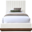 Bowery Hill Contemporary Soft Cream Chenille Fabric Twin Bed