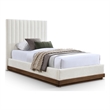 Bowery Hill Contemporary Soft Cream Chenille Fabric Twin Bed