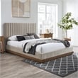 Bowery Hill Contemporary Soft Beige Chenille Fabric Full Bed