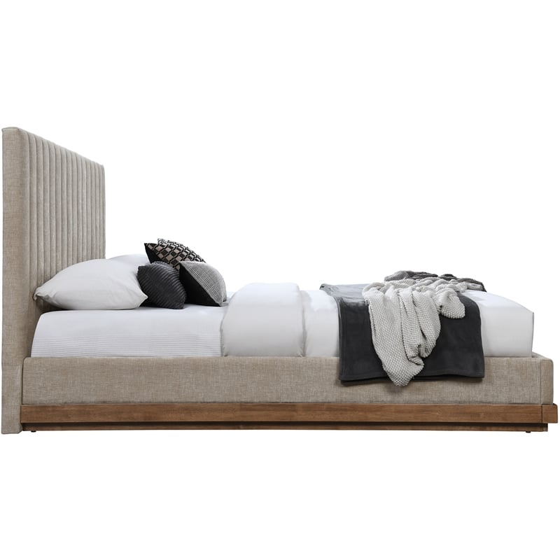 Bowery Hill Contemporary Soft Beige Chenille Fabric Full Bed
