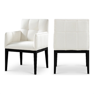 Bowery Hill Contemporary Cream Vegan Leather Dining Arm Chair (Set of 2)