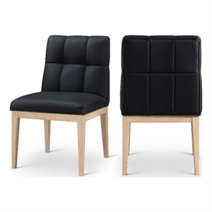 Bowery Hill Contemporary Black Vegan Leather Dining Side Chair (Set of 2)