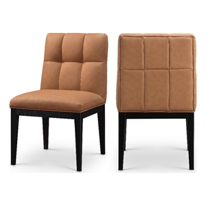 Bowery Hill Contemporary Cognac Vegan Leather Dining Side Chair (Set of 2)