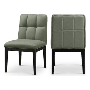 Bowery Hill Contemporary Green Vegan Leather Dining Side Chair (Set of 2)